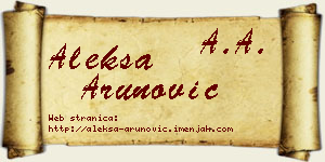 Aleksa Arunović vizit kartica